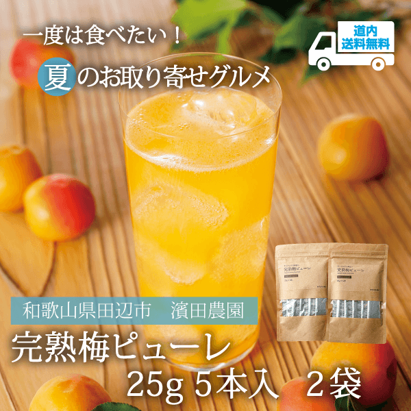 【UH-902】完熟梅ピューレ 25g５本入 ２袋 【常温】和歌山県田辺市 濱田農園  ★te・to・teに掲載★【5月中旬より順次発送】道内送料無料