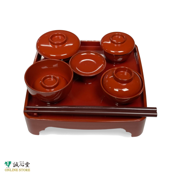 仏具 PC おりく膳 現代仏膳 御霊供膳 霊具膳 供養膳 仏膳セット 5.5寸 総朱色 仏壇のお供え物 お膳 仏膳椀 【北海道内送料無料】