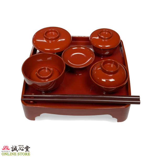 仏具 PC おりく膳 現代仏膳 御霊供膳 霊具膳 供養膳 仏膳セット 5.5寸 総朱色 仏壇のお供え物 お膳 仏膳椀 【北海道内送料無料】
